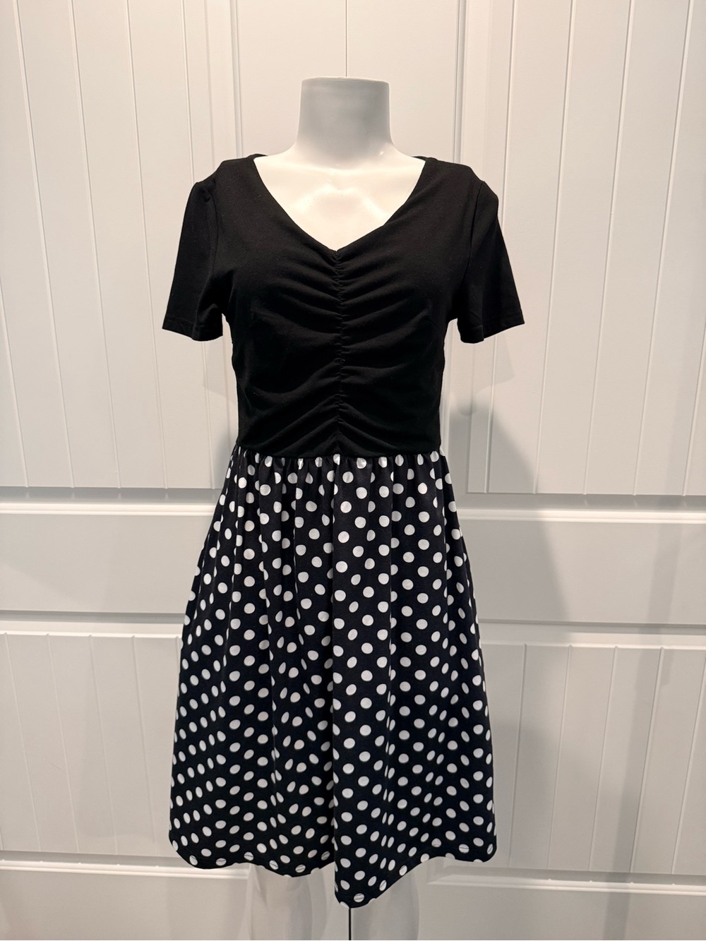 Black Polka Dot Fit-and-Flare Dress